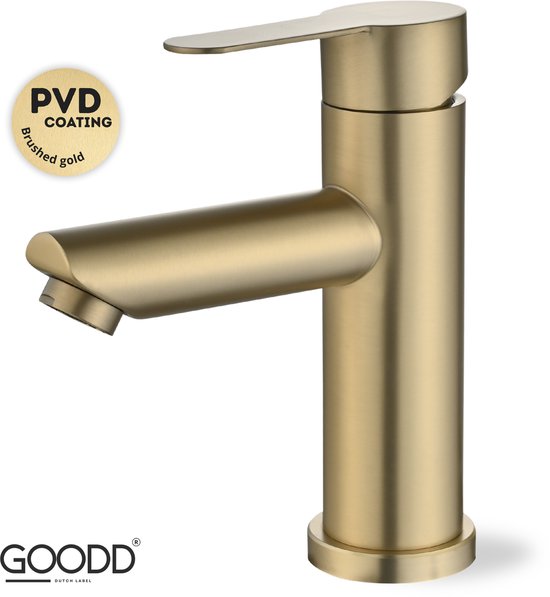 GOODD® Cannes - Wastafelkraan - Mengkraan - PVD coating - RVS - Goud