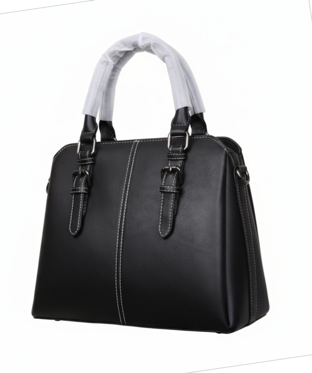 TK-S Handtas-Schoudertas-crossbodytas, accent stiksel, zwart