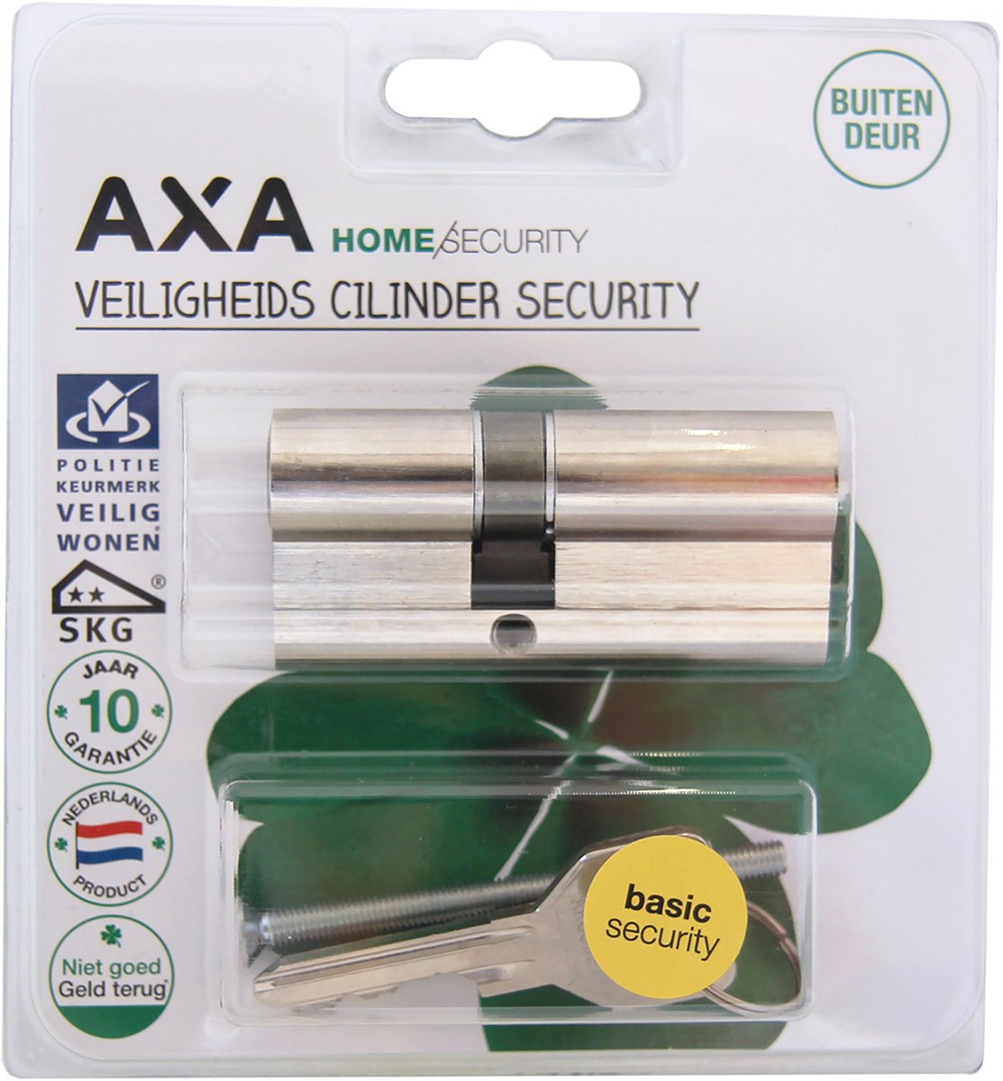 Axa Profielcilinder Type 7211 Securityplus - SKG** Gecertificeerd - 30/40 mm - Messing Vernikkeld - Aftastbeveiliging - Boorbelemmering - Met 9 Gelijksluitende Sleutels - Voor Buitendeuren