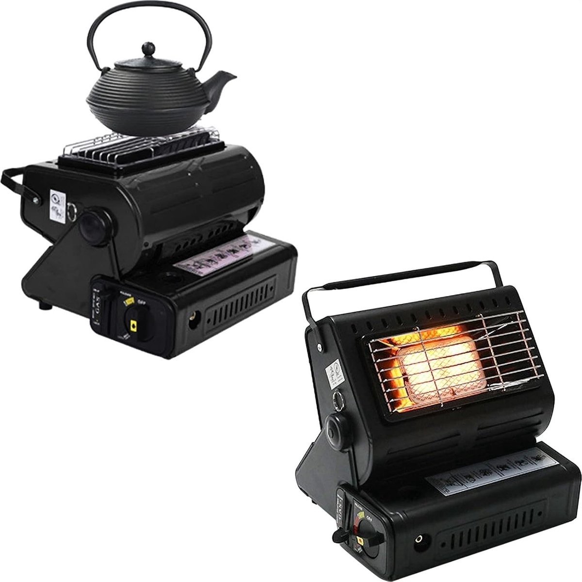 Borvat® Kamping Gaskachel - Heater - Kachel - Terrasverwarmer - Camping gaskachel - Buitenkachel - Gas Heater - Verstelbaar - Draagbaar - Zwart – foto 3