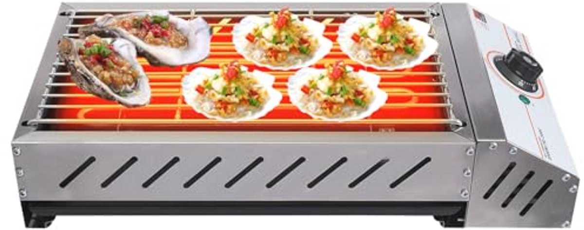 Draagbare elektrische tafelgrill 54 2 x 28 x 12 cm Rookloos en non-stick voor binnen en buiten