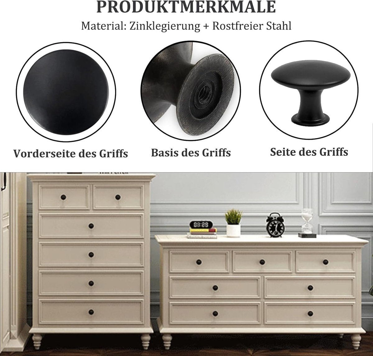 Candala meubelknoppen zwart, 30 mm kastknoppen modern vintage met schroeven, 10 stuks deurknoppen voor lades, kasten, meubels, keukenkasten