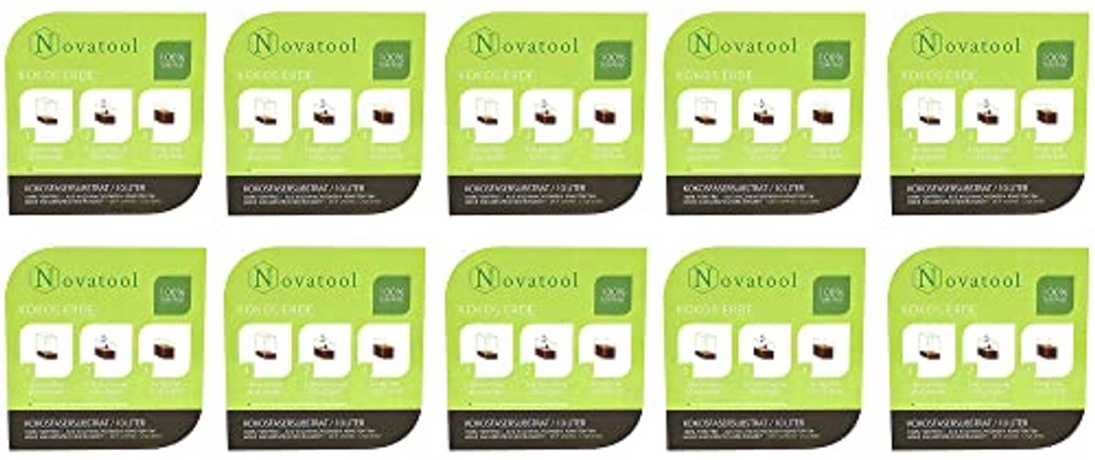 Kokosstenen Humusbaksteen 10 x voor Bloemen en Planten | 100 Liter | 750 g | Tuinaarde en Substraten