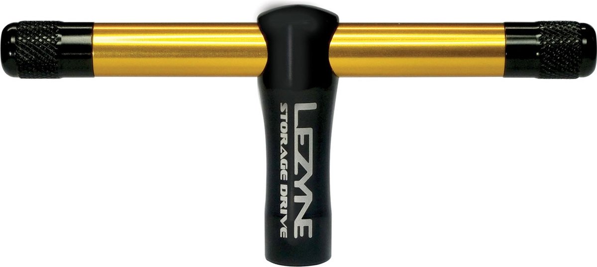Lezyne Storage Drive - Bewerkte aluminium constructie - Verwijderbare handgreep - Geïntegreerde magneet - Opslag voor gereedschap bits in het handvat - Zwart/Geel