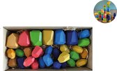 Femur - Houten Stapelstenen - Traditionele Kleuren - Stapelblokken Uitgebreide Set - Balancerende Stenen - Speelblokken - Montessori Speelgoed - Kinder Speelgoed - Educatieve Puzzel - Stapeltoren - Handgemaakt Speelgoed - 36 STUKS