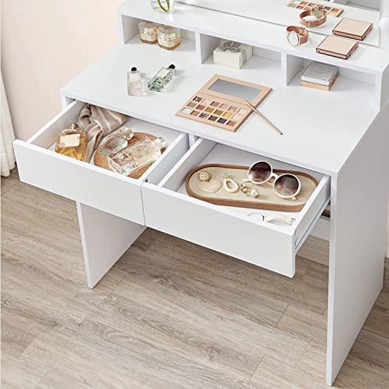 LEMROE Moderne kaptafel met led-spiegel, touchscreen, 3 lampen