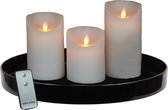 Zwart dienblad - inclusief 3 LED kaarsen wit - met afstandsbediening