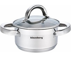 Compacte Kookpan RVS geborsteld met glazen deksel – 0.5L – Ø12cm – cool touch greep