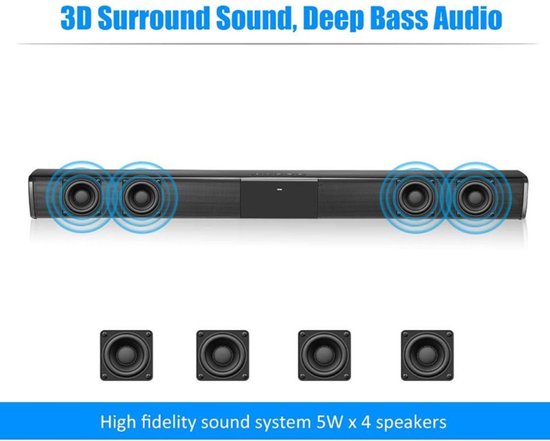 THOMSON Bluetooth 5.0 soundbar 200 W - draadloos - design zwart en hout THOMSON Bluetooth 5.0 soundbar 200 W - draadloos - design zwart en hout