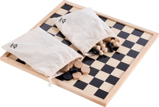 Afbeelding van het spel Longfield Schaak/dam set compleet Incl cotton bag