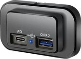 ProCar® - POUSB-4QC - USB/USB-C Fast charge opbouwstopcontact - 12V/24V - 5V/3.0A - Auto/Boot/Camper