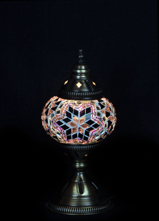 Turkse Lamp - Tafellamp - Mozaïek Lamp - Marokkaanse Lamp - Oosters Lamp - ZENIQUE - Authentiek - Handgemaakt - Paars
