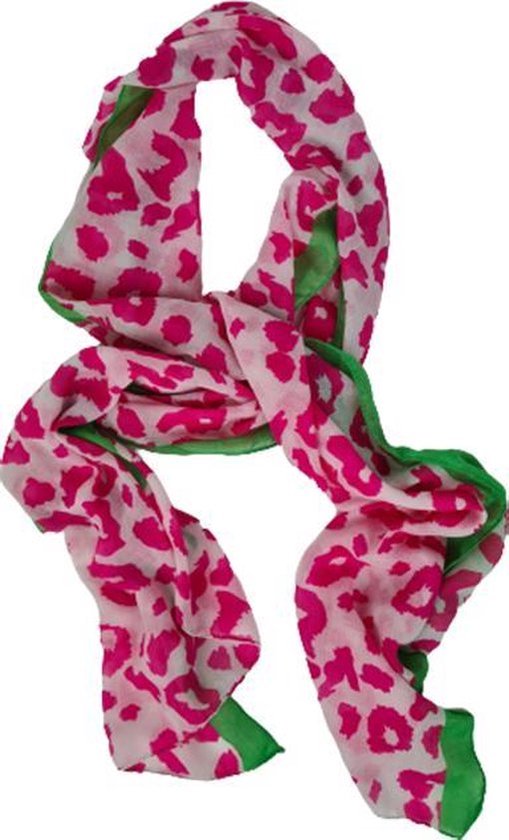 Zomersjaal panter LARISSA - Roze / Groen - Dames - Polyester