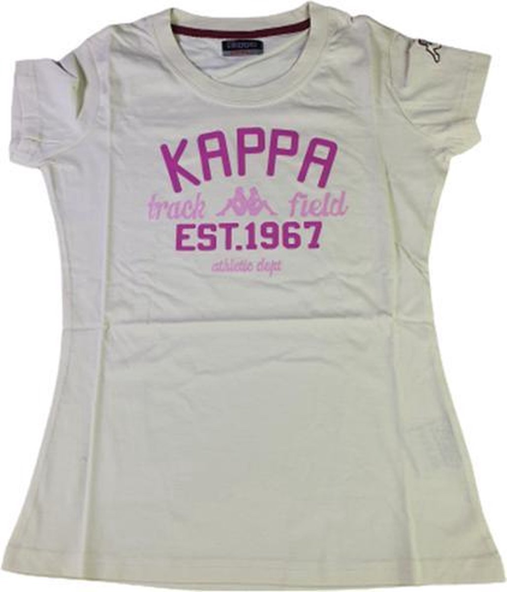 Kappa - T-shirt Athletic - Creme / Roze - Maat XS - Vrouwen | bol.com