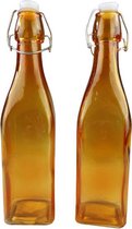 À la Trendy déco bouteille ANASTACIA - Square - Oranje - Glas - 6x27cm - Set de 2