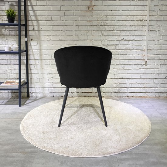 HTfurniture-Bull Chaise de Salle à Manger en Velours Noir avec Pied Noir