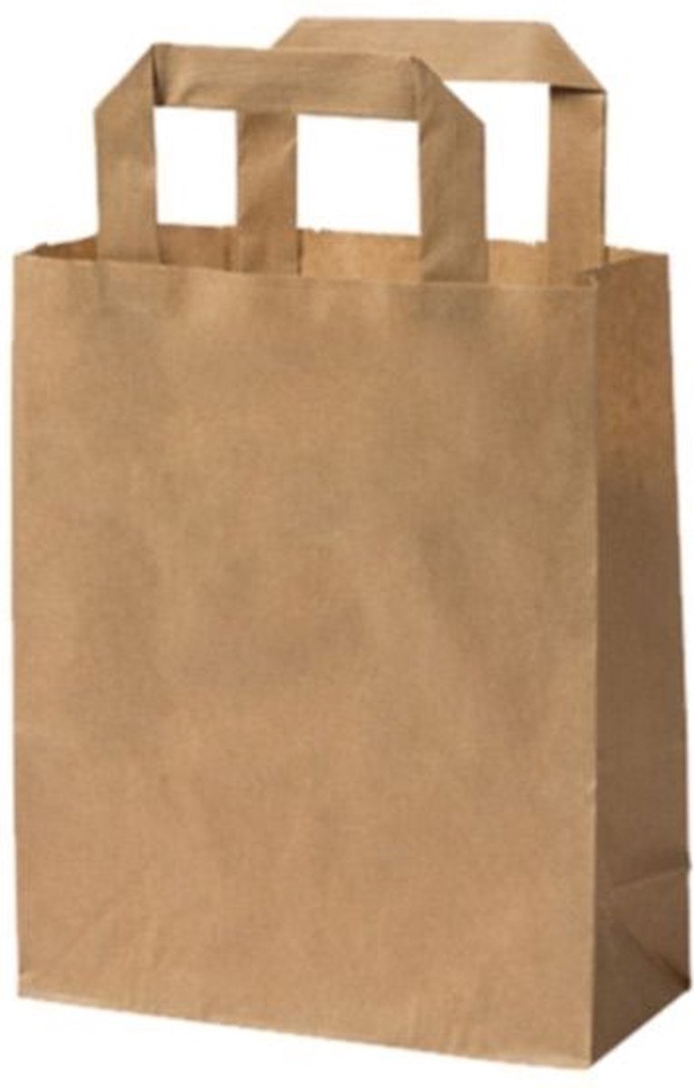 Kraft Papieren Draagtassen Bruin 180x80x220 mm - 250 st