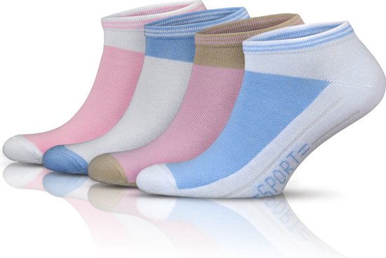 GoWith - katoen sokken - sportsokken - 4 paar - enkelsokken - sneakersokken dames - maat 39-42