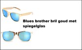 Bril Blues brother goud met spiegelglas - Themafeest festival party zomers fun film gala
