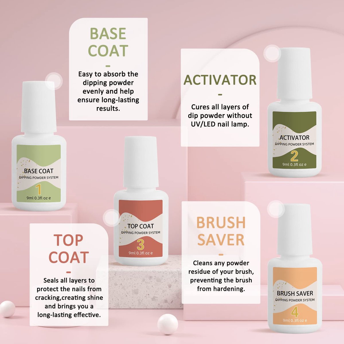 GLAMADOR Dipping Powder Nailset starter kit Aanvul Kit 8 kleuren