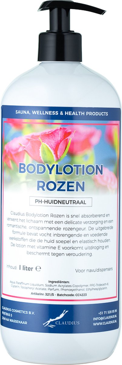 Goedkoopste Bodylotion Rozen 1 Liter - met gratis pomp
