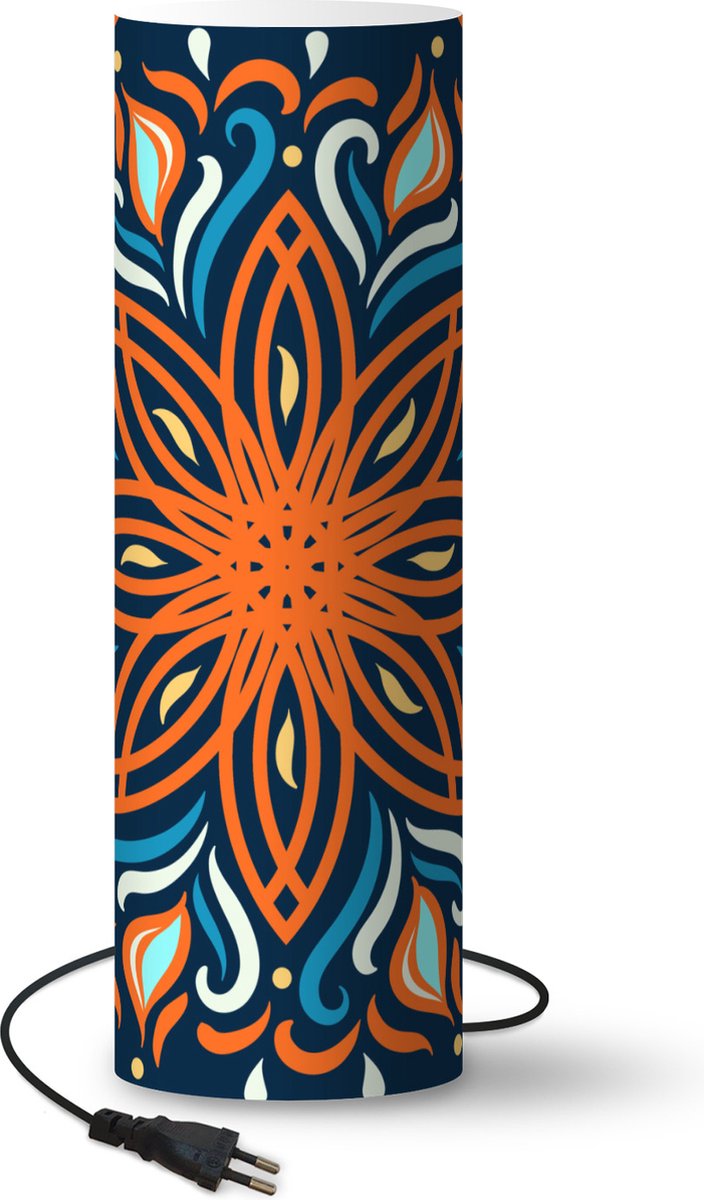 Lamp - Nachtlampje - Tafellamp slaapkamer - Bloem - Bladeren - Oranje - 70 cm hoog - Ø22.3 cm - Inclusief LED lamp
