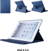 Apple iPad 2-3-4 Blauw 360 degrés de couverture rotative - Book Case Tablet cover