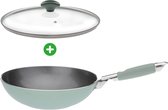 Primecook - petit wok avec couvercle 24 cm - sans PFAS - induction - revêtement antiadhésif sûr et résistant à l'usure
