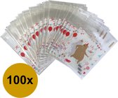 Fako Bijoux® - 100x Pochettes Fêtes - Sacs Cadeaux Plastique Cellophane - Sacs Bonbons - Ours Dansant - 7x7cm
