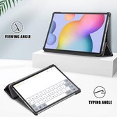 Hoes Geschikt voor Samsung Galaxy Tab S8 Plus 12.4 inch 2022 / S7 FE en S7 Plus Hoesje / Smart Boek Case Cover Zwart