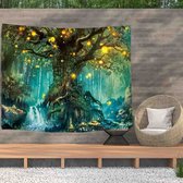 Ulticool - Fairy Tale Elf Tree Magic Forest Nature - Affiche Tapisserie - 200x150 cm - Groot tapisserie - Affiche de jardin Tentures
