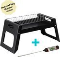 Lynnz® Draagbare tafel BBQ inclusief thermometer – voor op balkon of camping – houtskool barbecue – tafelbarbecue – barbeque – mini bbq – grill – vleesthermometer
