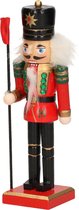 1x Kerst decoratie notenkraker pop/soldaat 15 cm kerstversiering rood/zwart - Kerst versiering - Kerstdecoratie poppetjes