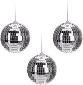 6x Kerstballen discoballen/discobollen zilver 6 cm - Kerstboomversiering/kerstversiering zilveren kerstballen