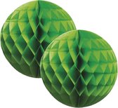 4x Papieren kerstballen groen 10 cm Kerstversiering - Kerstboomversiering - Kerstballen van papier