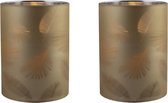 2x stuks luxe led kaarsen in goud bladeren glas D7 x H10 cm - Woondecoratie - Elektrische kaarsen