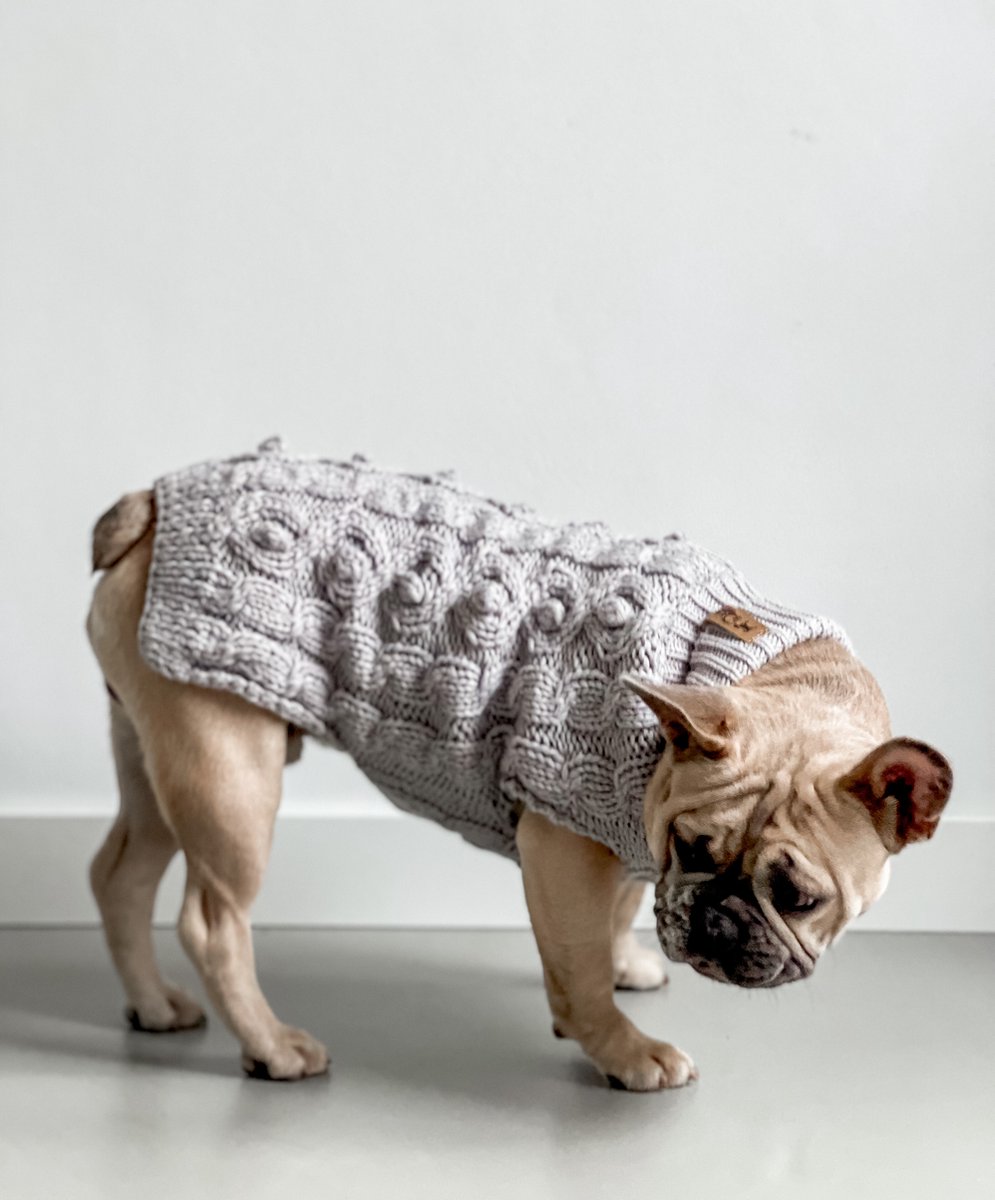 Dogs&Co Hand gebreide Hondentrui Grijs Maat M - Hondenkleding