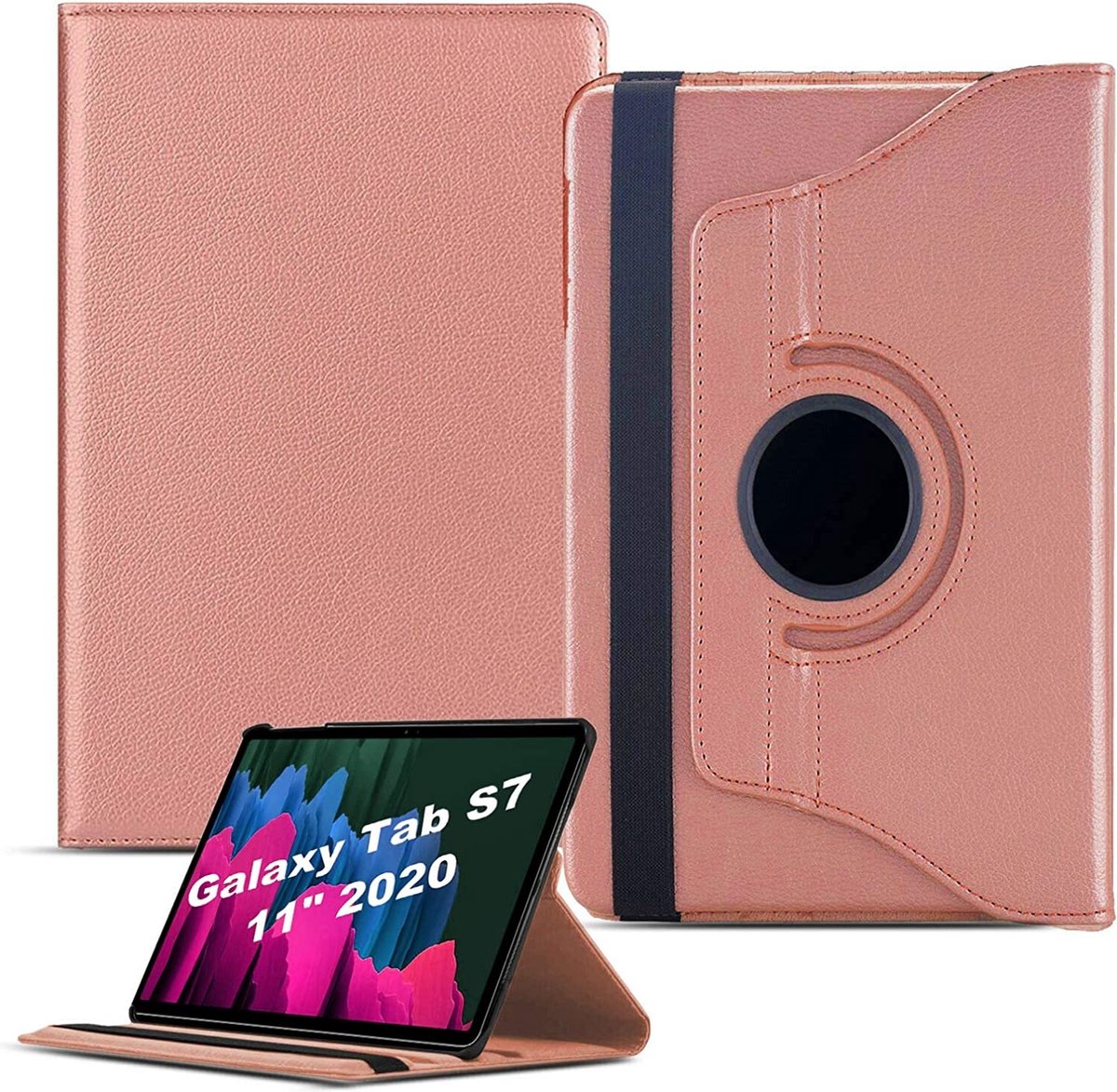 Arara Hoes Geschikt voor Samsung Galaxy Tab S8 & S7 Hoesje Rosegoud 2022 / 360° Graden Draaibaar