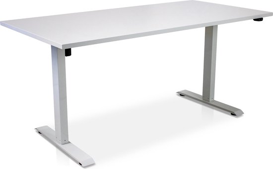 Zit-sta bureau elektrisch verstelbaar - MRC EASY | 160 x 80 cm | frame wit - blad wit