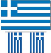 Set de décoration drapeaux Landen Grèce 2x articles drapeau 90 x 150 cm et une ligne de drapeau de 3 mètres