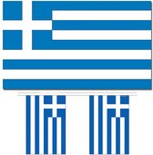 Luxe landen vlaggen versiering set Griekenland 2x artikelen vlag 100 x 150 cm en een stoffen vlaggenlijn van 9 meter
