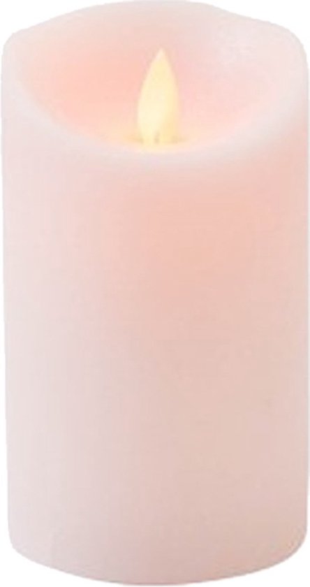 1x Roze LED kaars / stompkaars 12,5 cm - Luxe kaarsen op batterijen met bewegende vlam