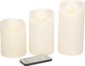 Set van 3x creme parel LED stompkaarsen met afstandsbediening - Woondecoratie - LED kaarsen - Elektrische kaarsen