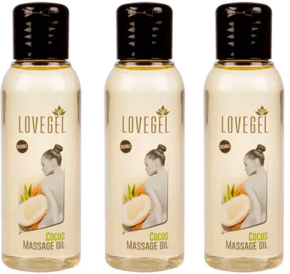 Goedkoopste Lovegel - Erotisch massage olie - Kokos - 100 ml - 3 Stuks
