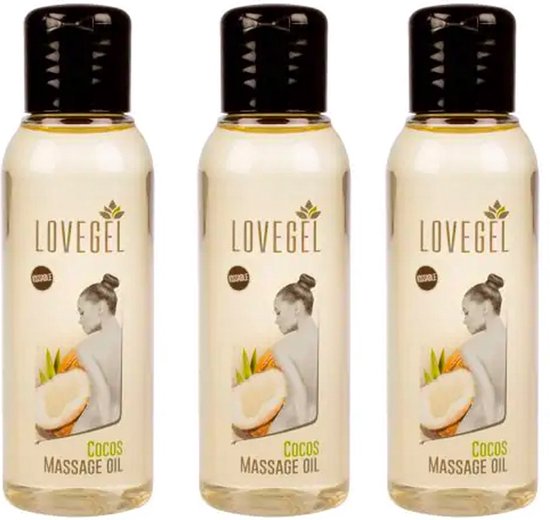 Lovegel - Erotisch massage olie - Kokos - 100 ml - 3 Stuks