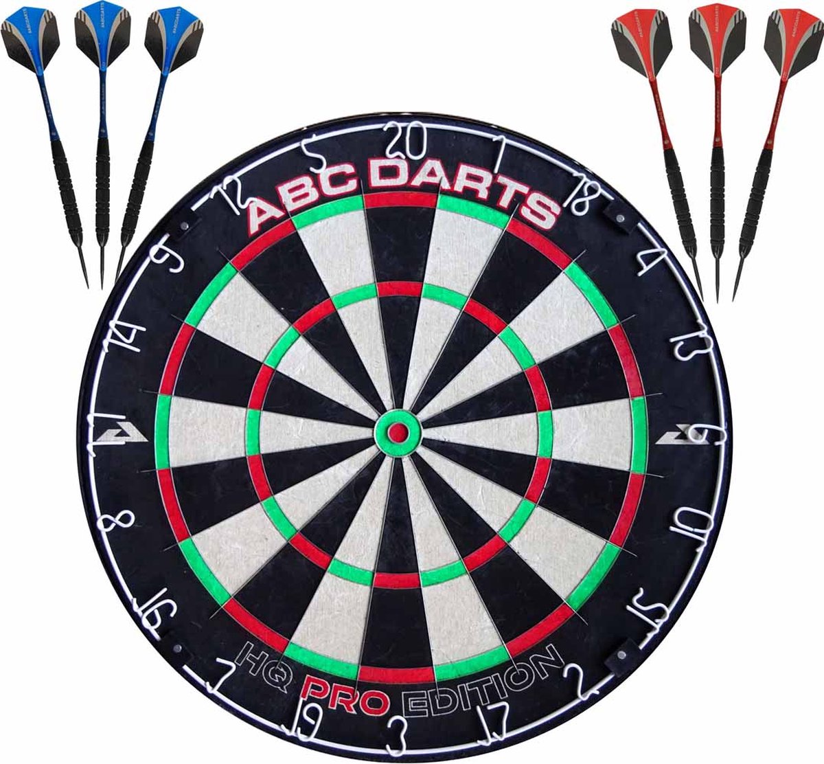ABC Darts - Dartbord HQ Pro Edition + 2 Sets 23 gram Brass Dartpijlen - ABC Darts