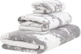 Handdoekenset - set van 3 handdoeken - gastendoek handdoek en badhanddoek - marmermotief - 100% katoen
