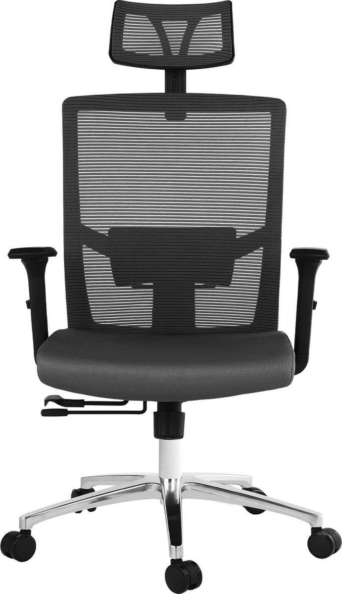 FOXSPORT Chaise de bureau ergonomique - Entièrement réglable - Housse en cuir artificiel et maille - Zwart