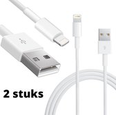 Lightning naar USB Kabel - Oplaadkabel - Geschikt Voor iPhone & iPad - Ondersteund Snelladen - 1 Meter - Wit - 2 Stuks