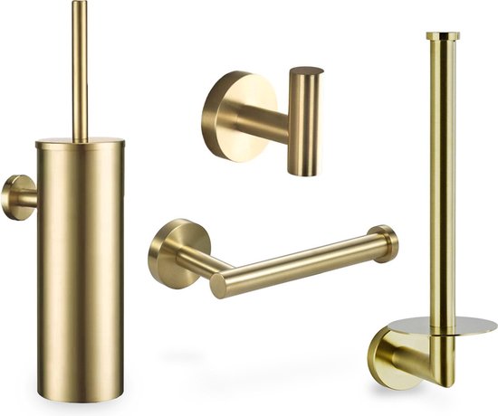 Set d'accessoires de Toilettes Cerchio II - Goud - Auto-adhésif ou à percer  - Inox 